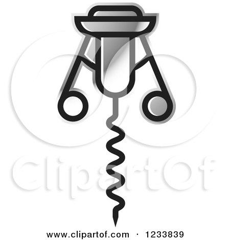 Clipart of a Silver Corkscrew - Royalty Free Vector Illustration by Lal Perera
