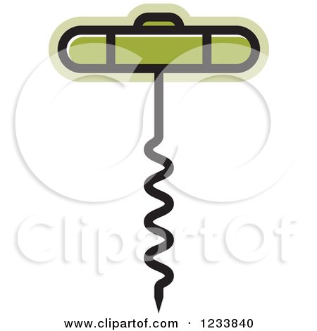 Clipart of a Green Corkscrew - Royalty Free Vector Illustration by Lal Perera