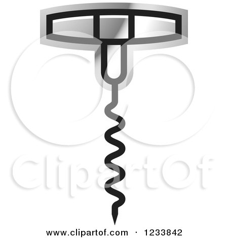Clipart of a Silver Corkscrew 3 - Royalty Free Vector Illustration by Lal Perera