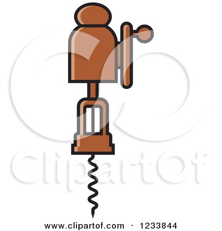 Clipart of a Brown Corkscrew - Royalty Free Vector Illustration by Lal Perera