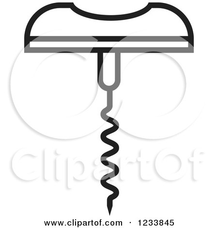 Clipart of a Black and White Corkscrew - Royalty Free Vector Illustration by Lal Perera