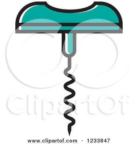 Clipart of a Turquoise Corkscrew - Royalty Free Vector Illustration by Lal Perera