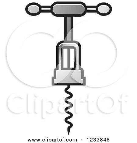 Clipart of a Silver Corkscrew 5 - Royalty Free Vector Illustration by Lal Perera