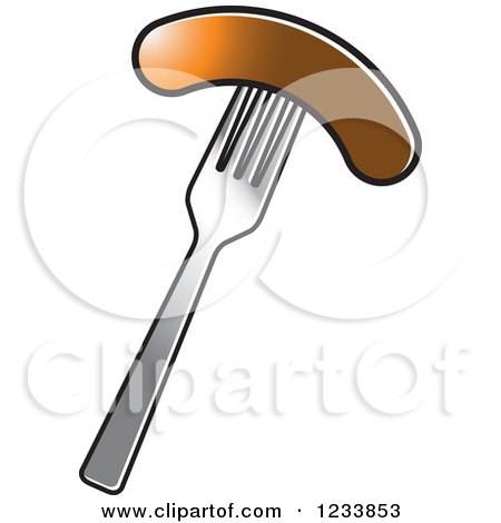 Clipart of a Sausage on a Fork - Royalty Free Vector Illustration by Lal Perera