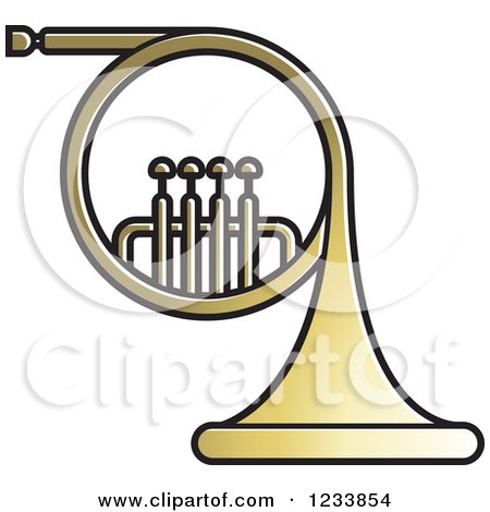Clipart of a Golden French Horn - Royalty Free Vector Illustration by Lal Perera