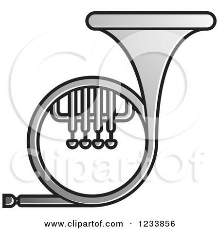 Clipart of a Silver French Horn - Royalty Free Vector Illustration by Lal Perera