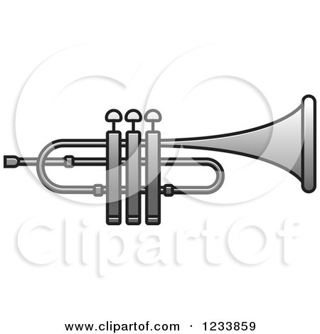 Clipart of a Silver Trumpet 2 - Royalty Free Vector Illustration by Lal Perera