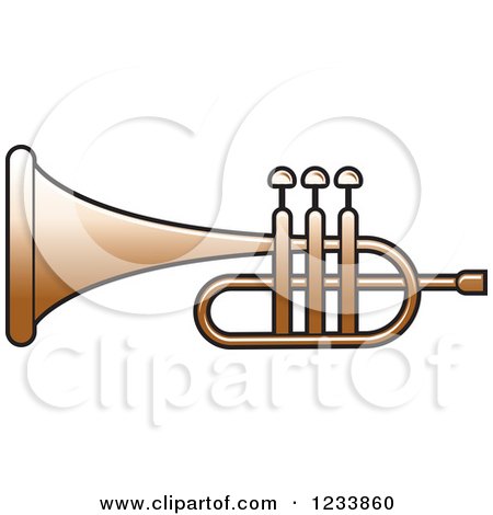Clipart of a Silver Trumpet 4 - Royalty Free Vector Illustration by Lal Perera