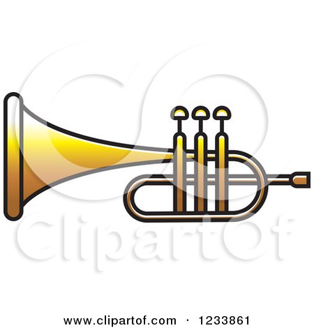 Clipart of a Golden Trumpet 2 - Royalty Free Vector Illustration by Lal Perera