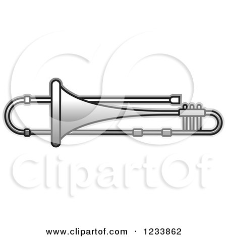 Clipart of a Silver Trumpet - Royalty Free Vector Illustration by Lal Perera