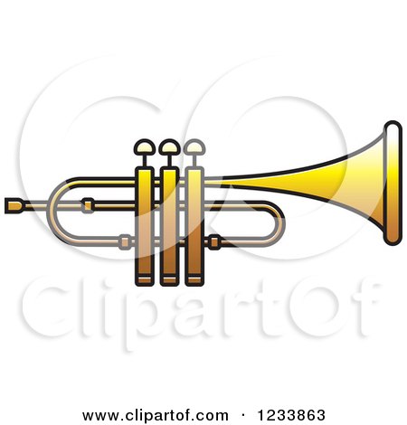Clipart of a Golden Trumpet 3 - Royalty Free Vector Illustration by Lal Perera