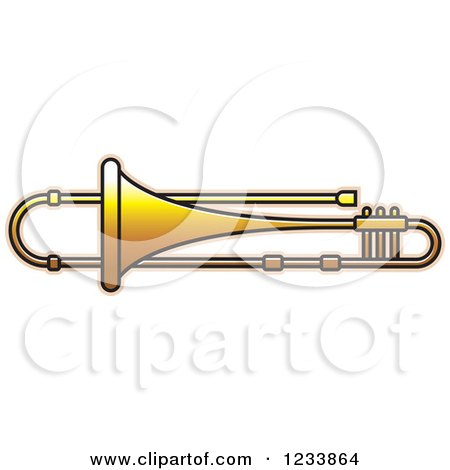 Clipart of a Golden Trumpet - Royalty Free Vector Illustration by Lal Perera