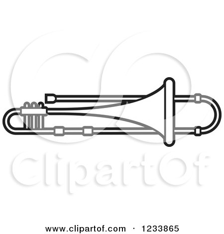 Clipart of a Black and White Trumpet - Royalty Free Vector Illustration by Lal Perera