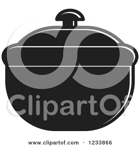 Clipart of a Black and White Bowl with a Lid 2 - Royalty Free Vector Illustration by Lal Perera