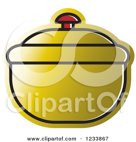 Clipart of a Gold Bowl with a Lid - Royalty Free Vector Illustration by Lal Perera
