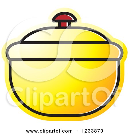 Clipart of a Yellow Bowl with a Lid - Royalty Free Vector Illustration by Lal Perera