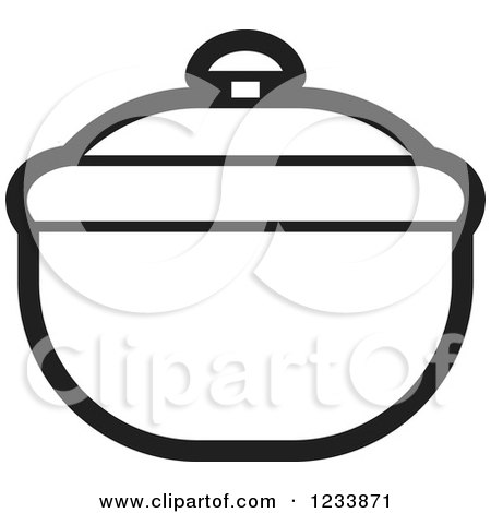 Clipart of a Black and White Bowl with a Lid - Royalty Free Vector Illustration by Lal Perera