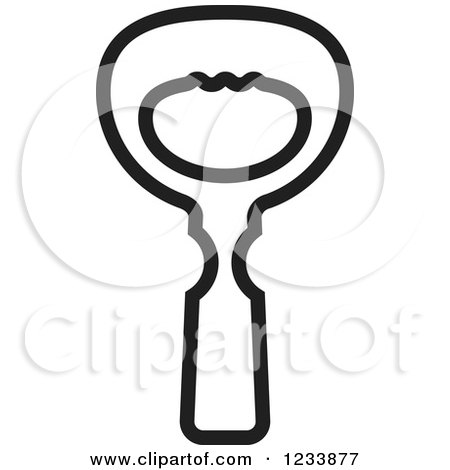 Clipart of a Black and White Bottle Opener 2 - Royalty Free Vector Illustration by Lal Perera