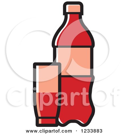 Clipart of a Red Soda Bottle and Cups| Royalty Free Vector Illustration by Lal Perera