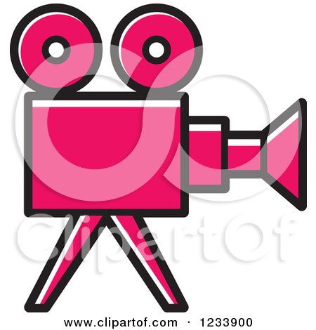 Clipart of a Pink Movie Camera - Royalty Free Vector Illustration by Lal Perera