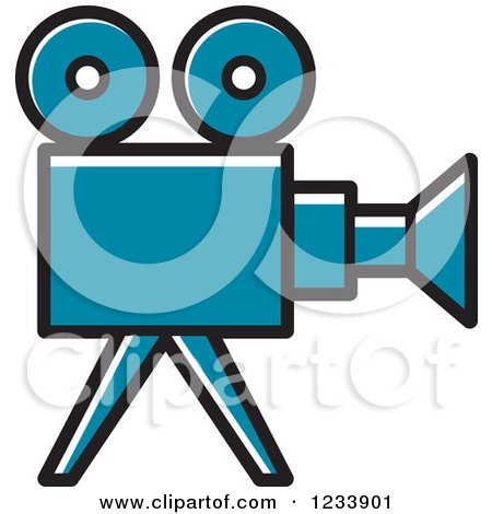 Clipart of a Blue Movie Camera - Royalty Free Vector Illustration by Lal Perera