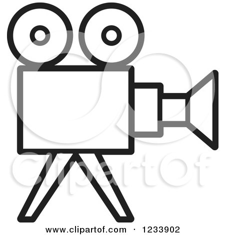 Clipart of a Black and White Movie Camera - Royalty Free Vector Illustration by Lal Perera