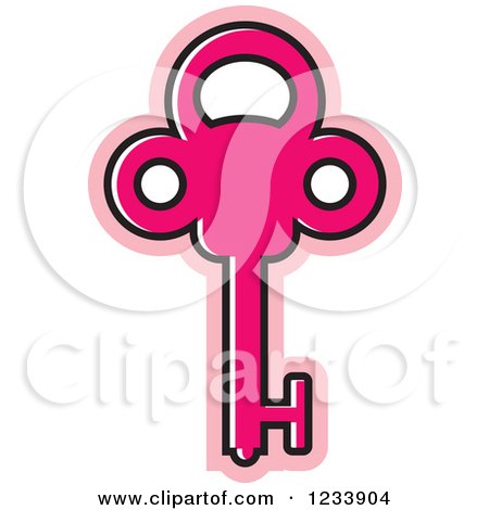 Clipart of a Pink Skeleton Key - Royalty Free Vector Illustration by Lal Perera