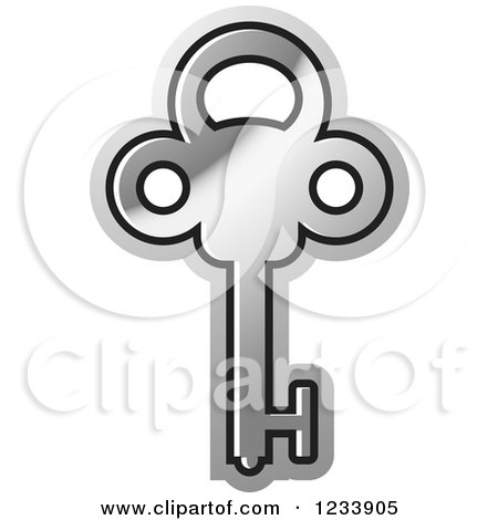 Clipart of a Silver Skeleton Key - Royalty Free Vector Illustration by Lal Perera