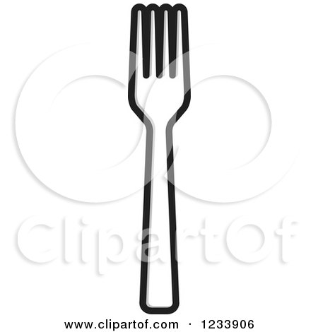 Clipart of a Black and White Fork - Royalty Free Vector Illustration by Lal Perera