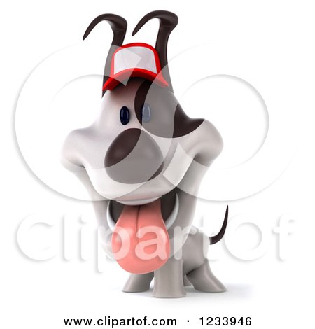 Clipart of a 3d Happy Jack Russell Terrier Dog Wearing a Baseball Cap - Royalty Free CGI Illustration by Julos