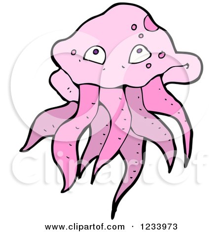 Clipart of a Pink Octopus - Royalty Free Vector Illustration by lineartestpilot