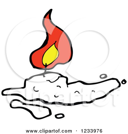 Clipart of a White Burning Candle - Royalty Free Vector Illustration by lineartestpilot