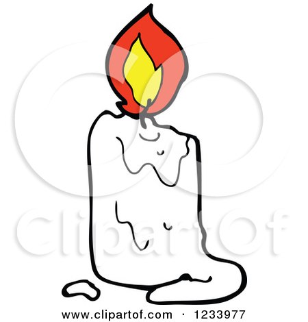 Clipart of a White Burning Candle - Royalty Free Vector Illustration by lineartestpilot