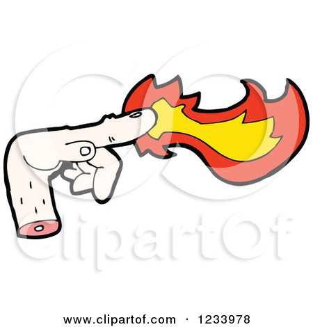 Clipart of a Hand and Fire - Royalty Free Vector Illustration by lineartestpilot