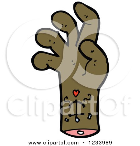 Clipart of a Severed Hand with a Tattoo - Royalty Free Vector Illustration by lineartestpilot