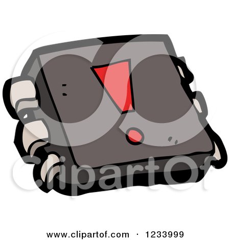 Clipart of a Computer Chip with an Exclamation Point - Royalty Free Vector Illustration by lineartestpilot
