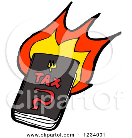 Clipart of a Burning Tax Book - Royalty Free Vector Illustration by lineartestpilot