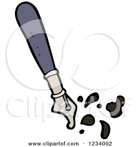Clipart of a Fountain Pen with Ink Drops - Royalty Free Vector Illustration by lineartestpilot