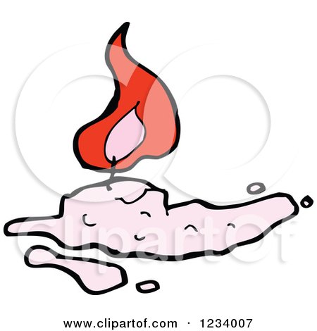 Clipart of a Pink Burning Candle - Royalty Free Vector Illustration by lineartestpilot