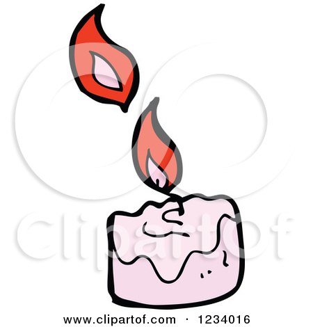 Clipart of a Pink Burning Candle - Royalty Free Vector Illustration by lineartestpilot
