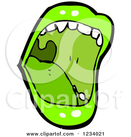 Clipart of a Green Shouting Mouth - Royalty Free Vector Illustration by lineartestpilot