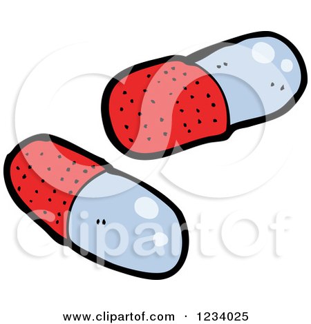 Clipart of Blue and Red Pills - Royalty Free Vector Illustration by lineartestpilot