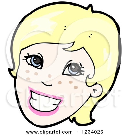 Clipart of a Happy Smiling Blond Woman - Royalty Free Vector Illustration by lineartestpilot