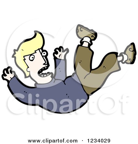 Clipart of a Blond Man Falling - Royalty Free Vector Illustration by lineartestpilot