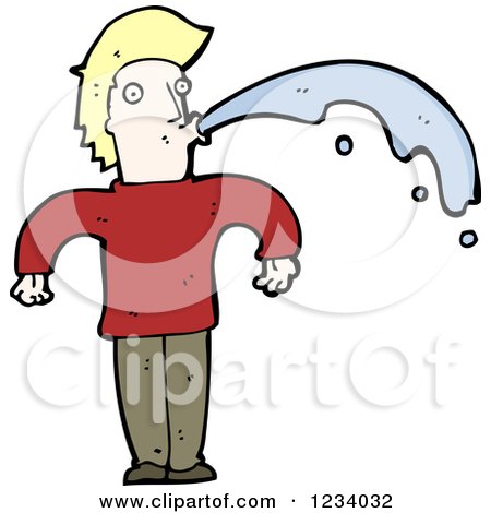 Clipart of a Man Squirting Water from His Mouth - Royalty Free Vector Illustration by lineartestpilot