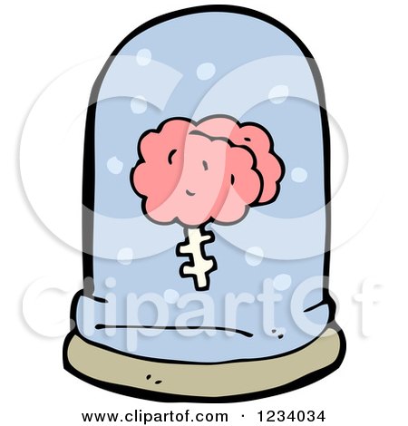 Clipart of a Brain in a Jar - Royalty Free Vector Illustration by lineartestpilot