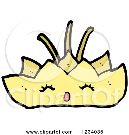 Clipart of a Happy Yellow Lotus - Royalty Free Vector Illustration by lineartestpilot