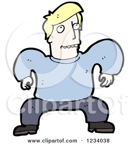 Clipart of a Blond Man Ready to Jump - Royalty Free Vector Illustration by lineartestpilot