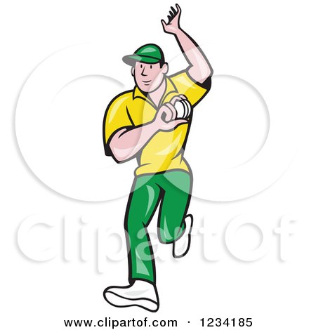 Clipart of a Cricket Bowler - Royalty Free Vector Illustration by patrimonio