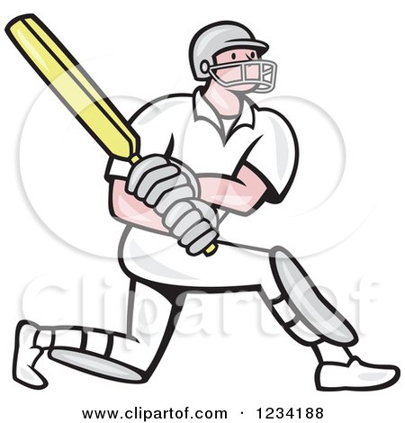 Clipart of a Cricket Batsman in Profile - Royalty Free Vector Illustration by patrimonio